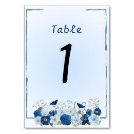 Blaue Botanische Eleganz Hochzeit Tischnummer