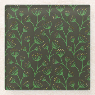 Blaue botanische Glas-Muster im Vintage-Stil Glasuntersetzer