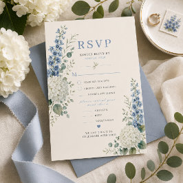 Blaue botanische Hochzeits-RSVP-Karte RSVP Karte