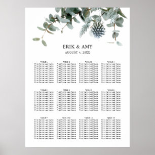 Blaue botanische Hochzeitssattelkarte Poster