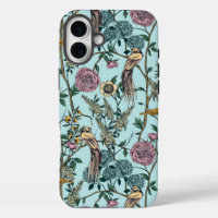 Blaue botanische Muster im Vintage-Stil