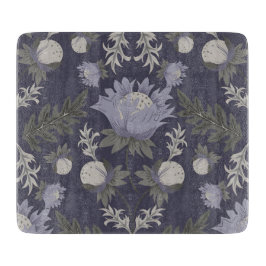 Blaue botanische Muster im Vintage-Stil geschnitte Schneidebrett