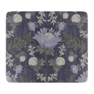 Blaue botanische Muster im Vintage-Stil geschnitte Schneidebrett