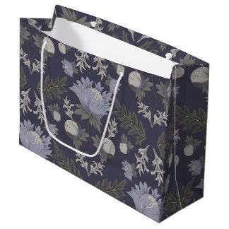 Blaue botanische Muster im Vintage-Stil groß Große Geschenktüte