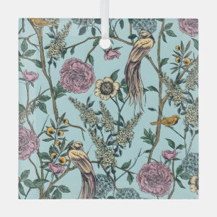 Blaue botanische Muster im Vintage-Stil  Ornament Aus Glas