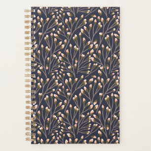 Blaue botanische Muster im Vintage-Stil Planne Planer