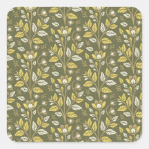 Blaue botanische Muster im Vintage-Stil, quadratis