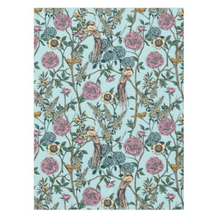 Blaue botanische Muster im Vintage-Stil Tischdecke