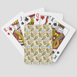 Blaue botanische Muster-Pokerkarte im Vintage-Stil Spielkarten
