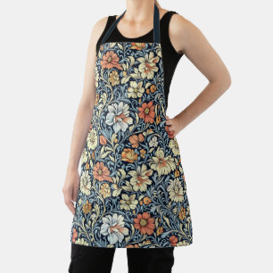 Blaue botanische Muster-Schürze im Vintage-Stil Schürze
