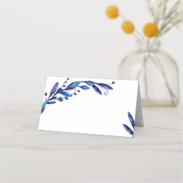 Blaue botanische Platzkarte. Hochzeitssitze der Ma Platzkarte