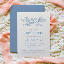 Blaue Botanische Schleifen-Baby-Party