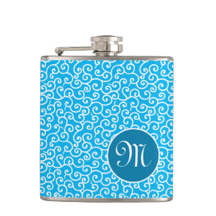 Blaue Botanische Spirale Flachmann