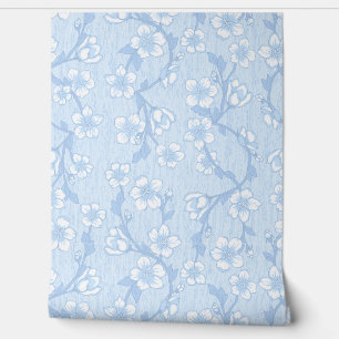 Blaue Botanische Tapete - Moderne Blumen