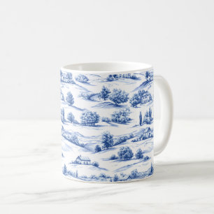 Blaue botanische Toile-Muster Kaffeetasse