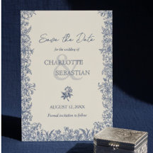 Blaue botanische Umrandung Vintage-Hochzeit