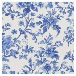 Blaue botanische Weinranken-Toile-Muster Stoff