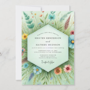 Blaue botanische Whimsy-Hochzeit Einladung