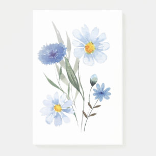 Blaue botanische Wildblumenbouquet   Aquarell  Post-it Klebezettel