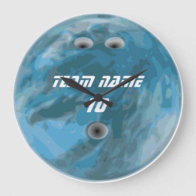 Blaue Bowlingsballuhr Große Wanduhr (Vorderseite)