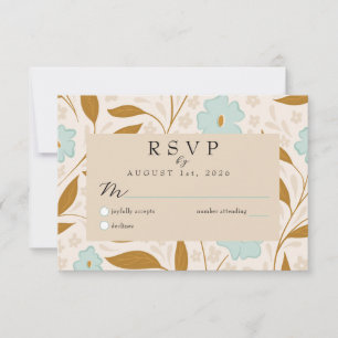 Blaue braune Boho-Blumen-Hochzeits-RSVP-Antwortkar RSVP Karte
