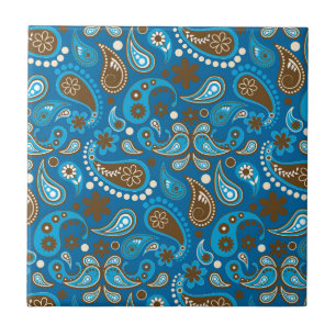 Blaue braune Paisley-Blumen-Blumen Farmer Klassisc Fliese