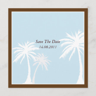 Blaue/braune Palmenbaume Hochzeit Sichern Sie das  Save The Date