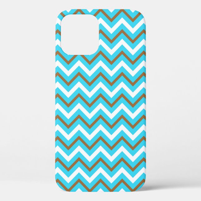 Blaue braune weiße Zickzacklinien geometrische Mee Case-Mate iPhone Hülle (Rückseite)