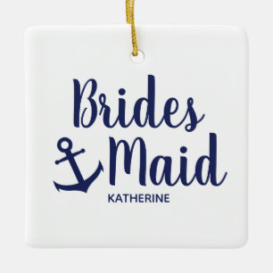 Blaue Brautjungfrau mit Anker Keramikornament