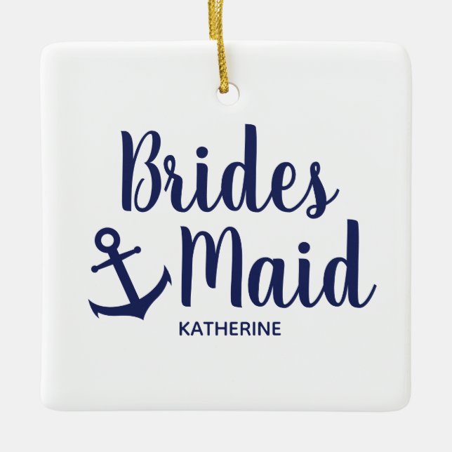 Blaue Brautjungfrau mit Anker Keramikornament (Vorderseite)