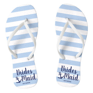 Blaue Brautjungfrau mit Anker & Streifen Flip Flops