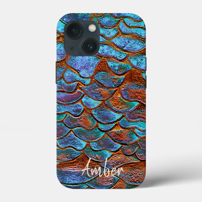 Blaue Bronze Kupfer Metallic Muster Personalisiert Case-Mate iPhone Hülle (Rückseite)