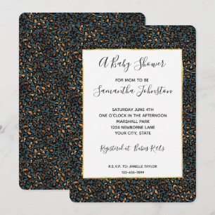 Blaue Bronze-Leoparden-Druck Einladung