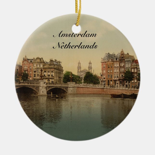 Blaue Brücke und der Amstel Fluss, Amsterdam Keramikornament (Vorne)