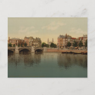 Blaue Brücke und der Fluss Amstel, Amsterdam Postkarte