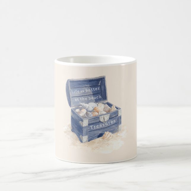 Blaue Brustschalen Strand Kaffeetasse (Mittel)