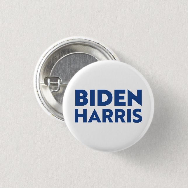 Blaue Buchstaben "Biden Harris" - Button (Vorne & Hinten)