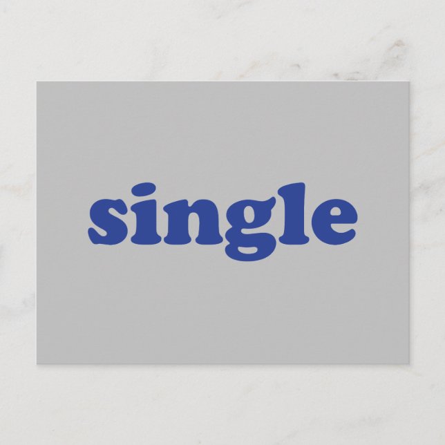 Blaue Buchstaben "Single" grau Postkarte (Vorderseite)