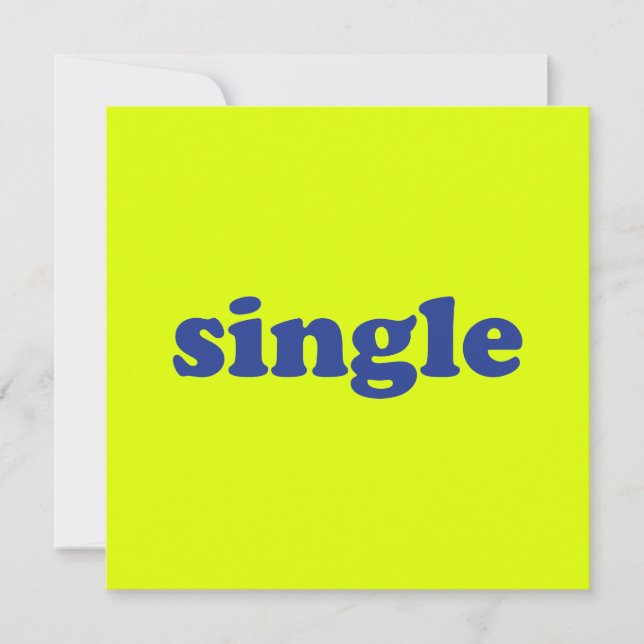 Blaue Buchstaben, "Single", Neon Karte (Vorderseite)