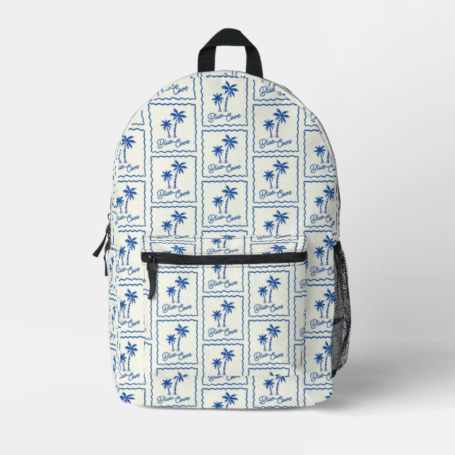 Blaue Bucht Bedruckter Rucksack (Vorderseite)