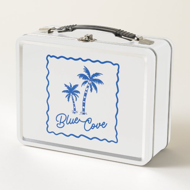 Blaue Bucht Metall Brotdose (Vorderseite)