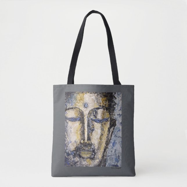 Blaue Buddhawatercolor-Kunst-Druck-Taschen-Tasche (Vorderseite)