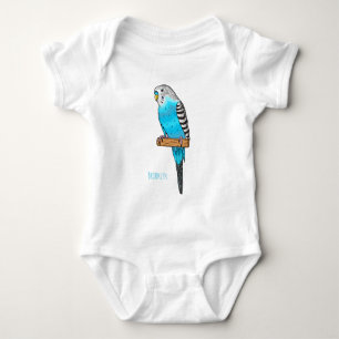 Blaue Budgerigar-Cartoon Baby Strampler