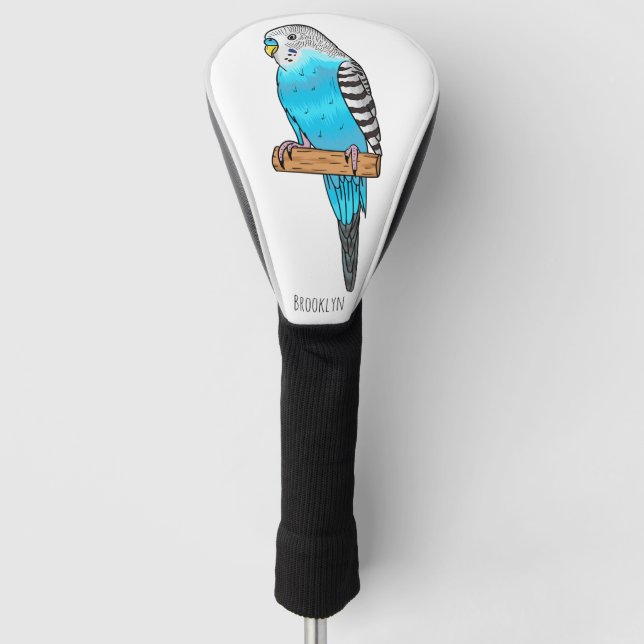 Blaue Budgerigar-Cartoon Golf Headcover (Vorderseite)