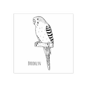 Blaue Budgerigar-Cartoon Gummistempel