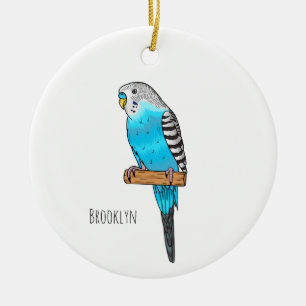 Blaue Budgerigar-Cartoon Keramik Ornament