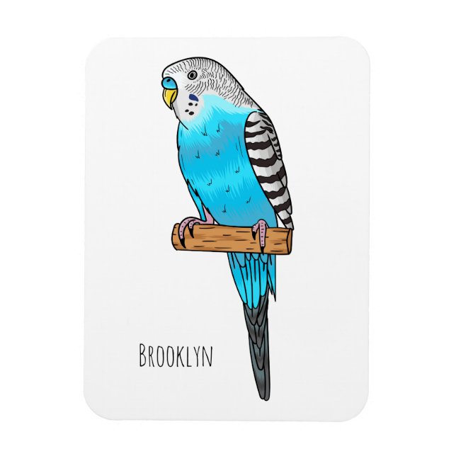 Blaue Budgerigar-Cartoon Magnet (Vertikal)