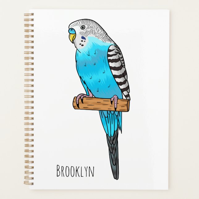 Blaue Budgerigar-Cartoon Planer (Vorderseite)