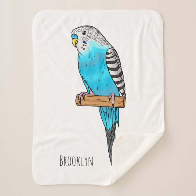 Blaue Budgerigar-Cartoon Sherpadecke (Vorderseite)