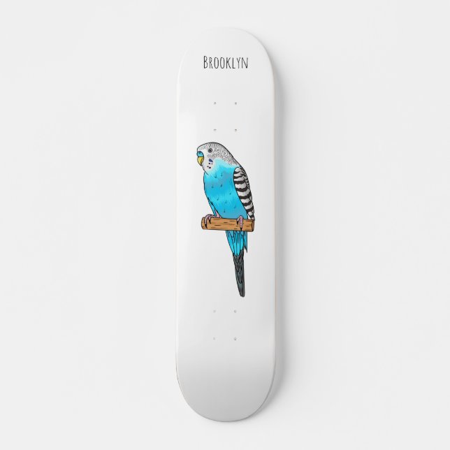 Blaue Budgerigar-Cartoon Skateboard (Vorne)